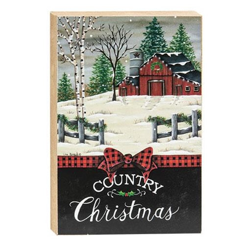 Country Christmas Block Red Barn