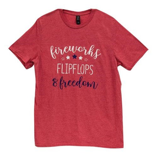 Fireworks Flipflops Freedom T-Shirt Heather Red Medium