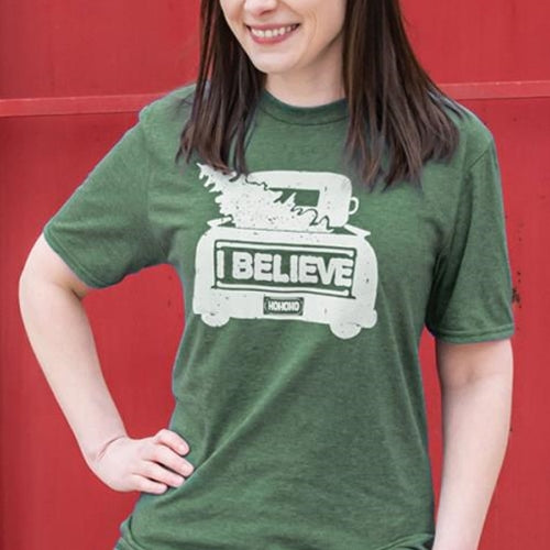 I Believe T-Shirt Heather Dark Green Small