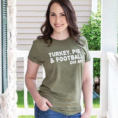 Turkey Pie & Football T-Shirt Heather City Green Small
