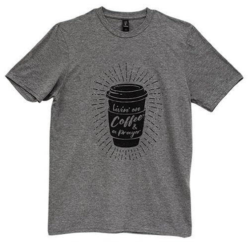 Livin On Coffee & A Prayer T-Shirt Heather Graphite XXL