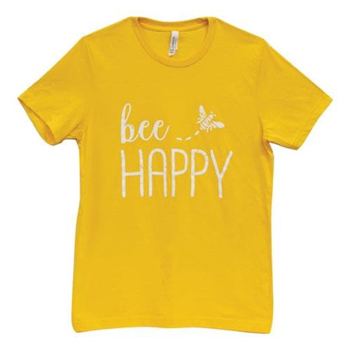 Bee Happy T-Shirt Heather Yellow Gold Large