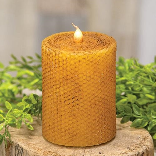 Wrapped Honeycomb LED Pillar 3" x 4"