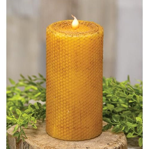Wrapped Honeycomb LED Pillar 3" x 6"