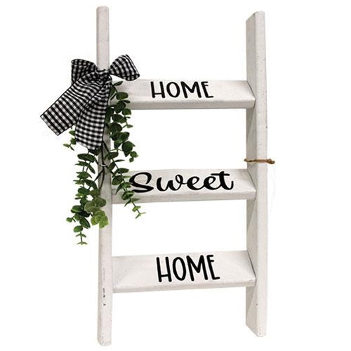 Home Sweet Home White Wooden Ladder w/Greenery