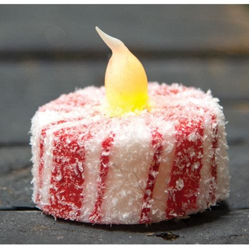 Glittered Candy Cane LED Tealight