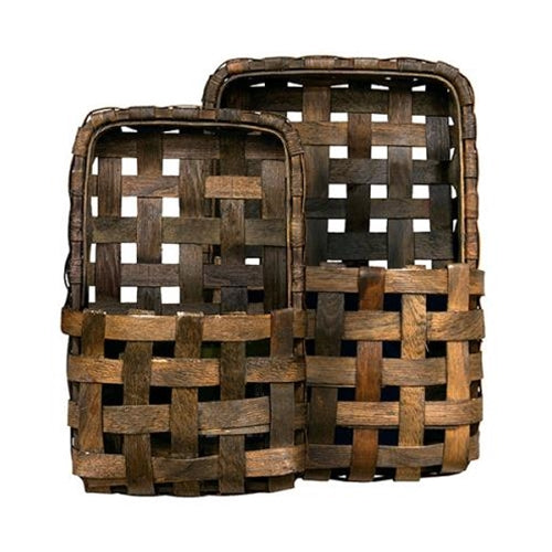 2/Set Brown Tobacco Wall Pocket Baskets