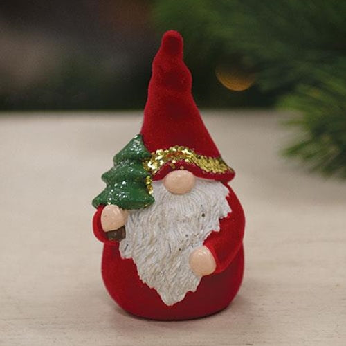 Flocked Resin Santa Gnome Figurine