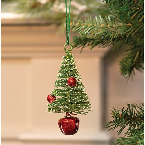 Merry Fairy Bottlebrush Tree on Bell Ornament 5"