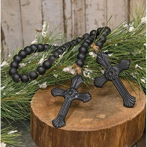 Beaded Cross Garland 45" Black