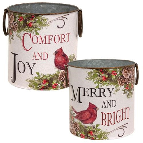 2/Set Merry and Bright Cardinal Buckets