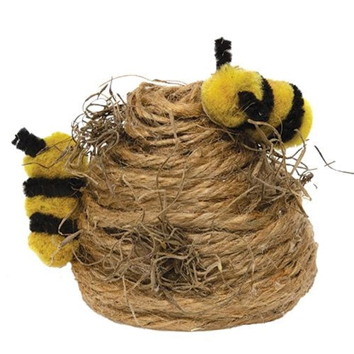 Jute Beehive With Bees & Moss