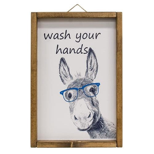 Wash Your Hands Donkey Framed Sign