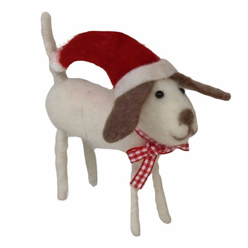 Felted Christmas Dog Ornament