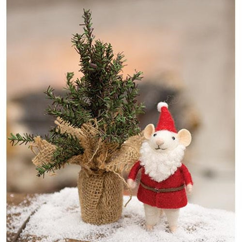 Felted Mouse Santa Ornament