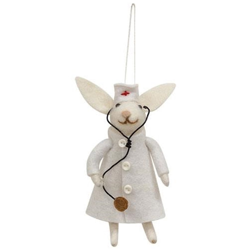 Nurse Bunny Felted Ornament