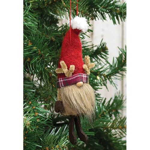 Red Reindeer Gnome Felted Ornament