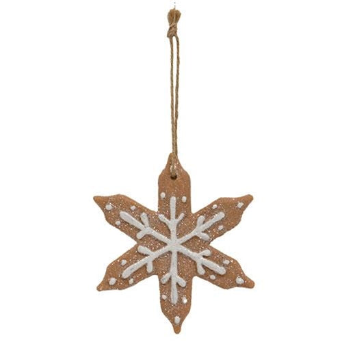 Resin Pointed Gingerbread Snowflake Ornament