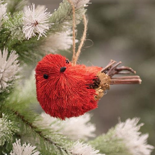 Red Sisal Bird Ornament