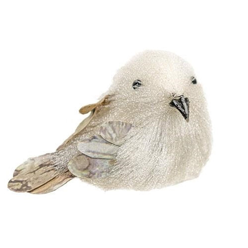 White Sisal Bird Clip Ornament