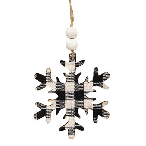 *Black & White Buffalo Check Snowflake Beaded Ornament
