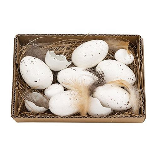 White Speckled Eggs in Box