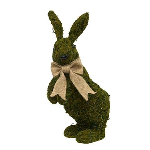 Mossy Bunny with Jute Ribbon Topiary
