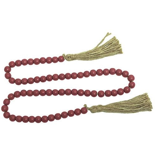 Red Beaded Garland with Tassels 48"L