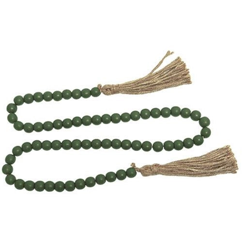 Green Beaded Garland with Tassels 48"L