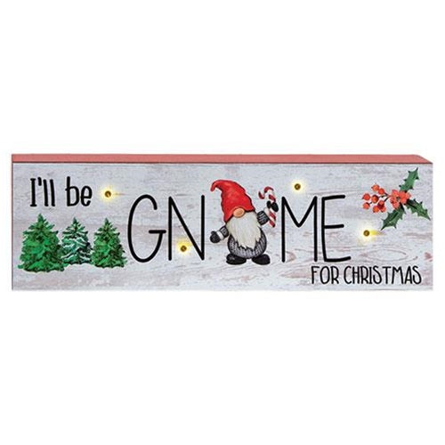 Gnome for Christmas Block w/LED Light