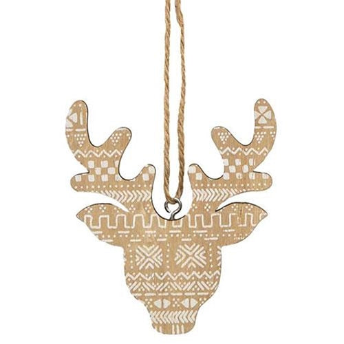 Nordic Reindeer Wood Ornament