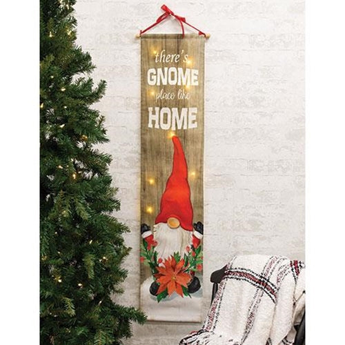 Gnome Place Like Home Banner w/LED Lights