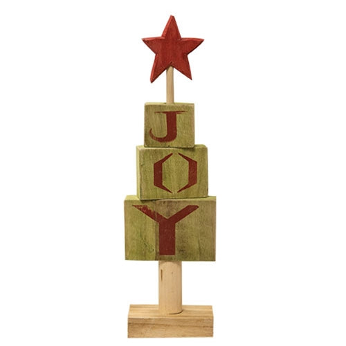 JOY Block Wooden Christmas Tree