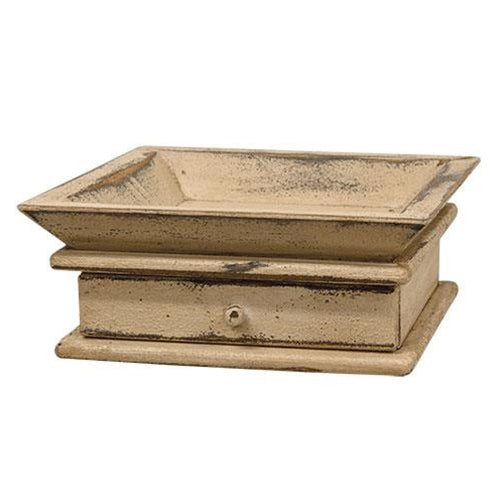 Aged Tray w/Drawer White