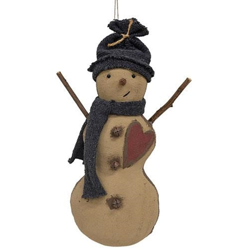 Stiffened Fabric Heart Hat & Scarf Snowman Hanger