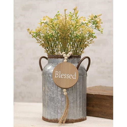 "Blessed" Engraved Wooden Ornament w/Bead Hanger