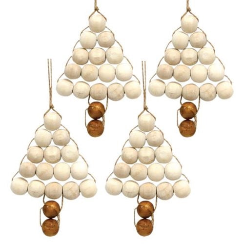 4/Set Natural Bead Tree Ornaments