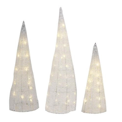 3/Set Light Up Tinsel Cone Trees