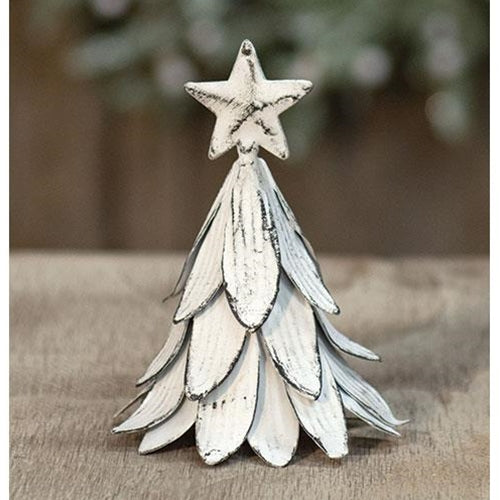 Whitewashed Metal Christmas Tree 5.5"