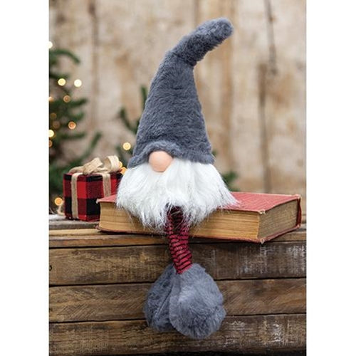 Small Dangle Leg Plush Fuzzy Gray Santa Gnome