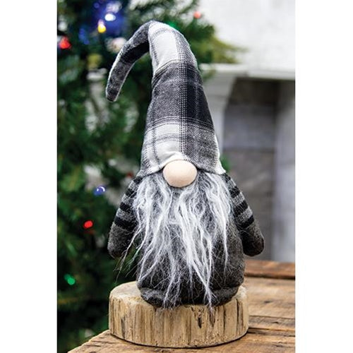 Large Plush Black/White Plaid Santa Gnome