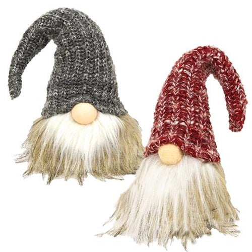 Plush Santa Gnome Head Red or Gray Hat Large