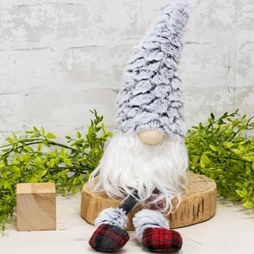 Small Dangle Leg Plush Fur Gnome w/Fluffy Hat