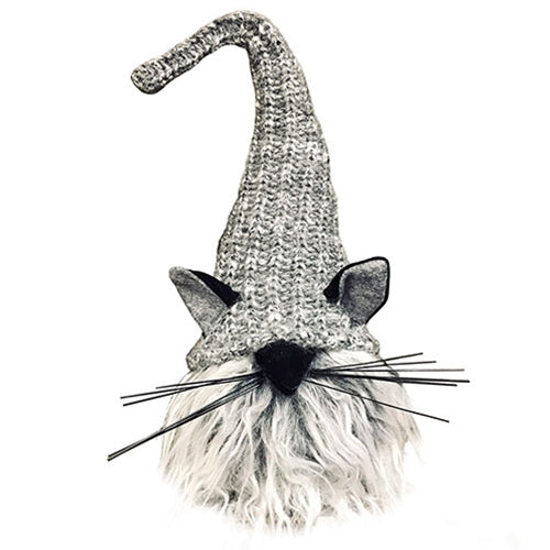 Plush Gray Furry Cat Gnome