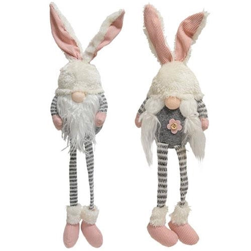 Mr. & Mrs. Striped Bunny Gnome w/Dangle Legs 2 Asstd.