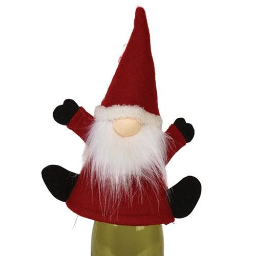 Plush Red Santa Gnome Bottle Topper w/LED Light