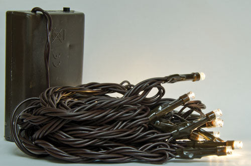 LED Battery Twinkle Lights Brown Cord 20ct
