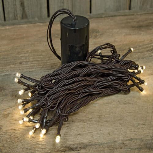 LED Battery Timer Lights Brown Cord 35 Lights
