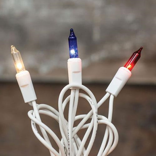 ^^Patriotic Lights White Cord 35 ct.