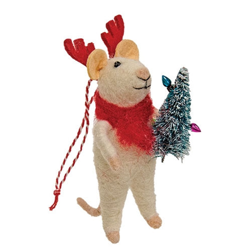 Felted Mouse Reindeer Ornament